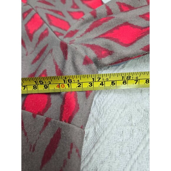 Pink & Gray Geometric Print 3/4 Sleeve Retro Shift Dress By Just Taylor - Size 4 - Picture 4 of 4